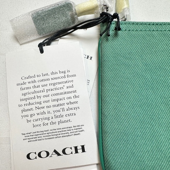 Coach Essential Denim Small Wristlet (Green) NWT - Picture 2 of 8